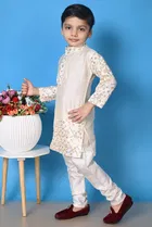 Cotton Blend Embellished Kurta with Pyjama for Boys 