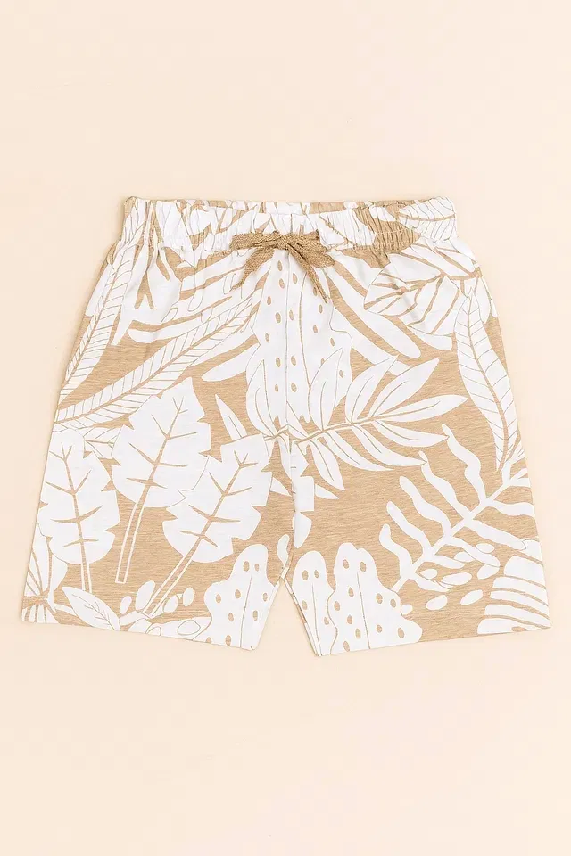 Polycotton Printed Shorts for Boys (White, 4-6 Years)