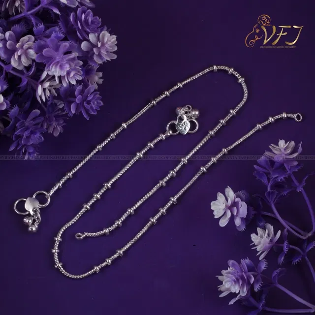 Brass Silver Plated Anklet for Women (Silver, Set of 1)