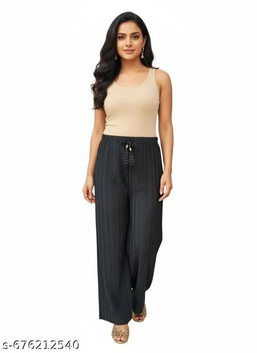 Palazzos for Women (Black, XXL)