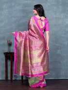 Art Silk Printed Saree for Women, Pink 
