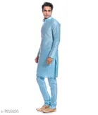 Dupion Silk Solid Kurta with Pyjama for Men 