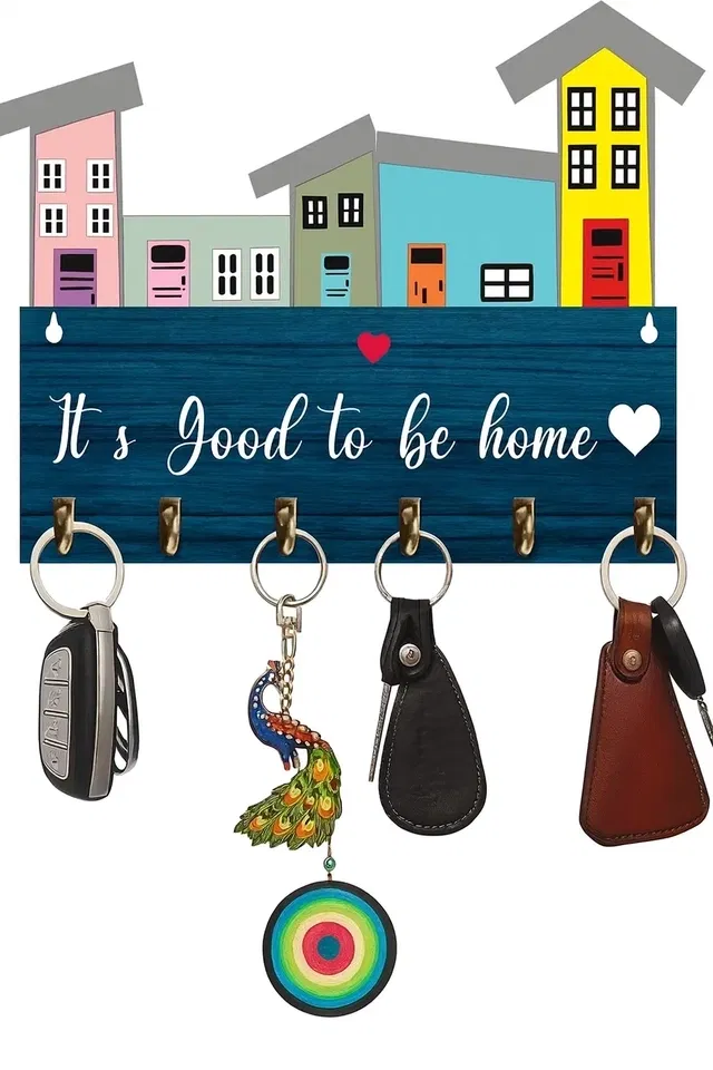 Khatu Crafts good to be home shaped MDF keyholder Yellow 10x5in