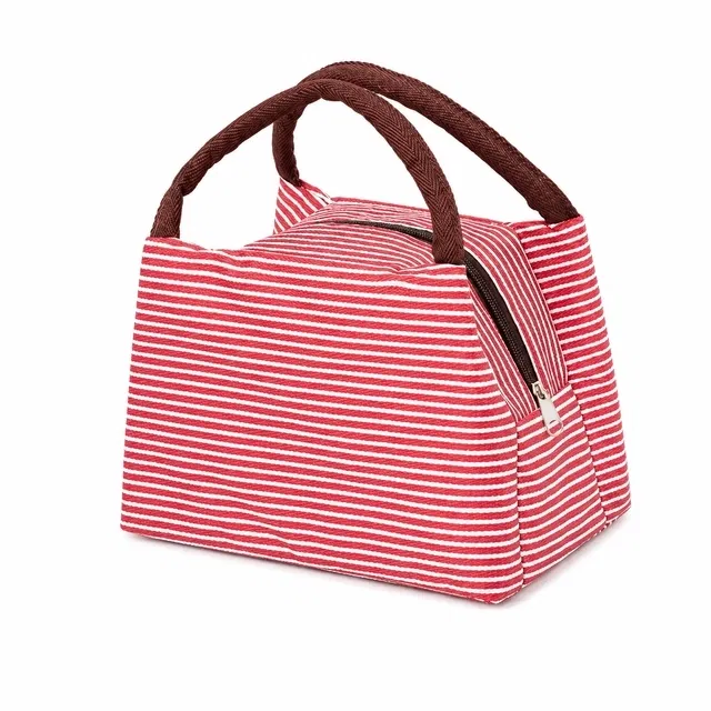 Red Stripe Insulated thermal Lunch Bag