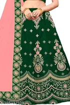 Satin Embroidered Lehenga with Choli & Dupatta for Girls 