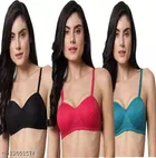 Cotton Blend Solid Padded Bra for Women 