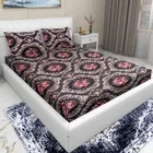 Arch Fab Black Floral Flat Double Bedsheet 88X90 Inch