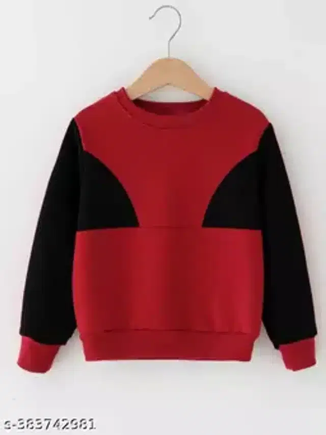 Full Sleeves T-Shirt for Kids (Red & Black, 1-2 Years)
