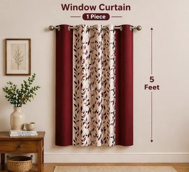 Alaqsa Brown Floral Polyester Window Curtain 5Ft Pack Of 1