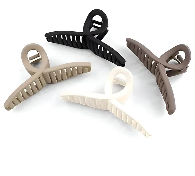 Plastic Matte Finish Hair Claw Clips, Assorted, Pack of 4