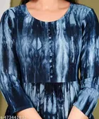 Printed Crepe Kurtis for Women, Blue 