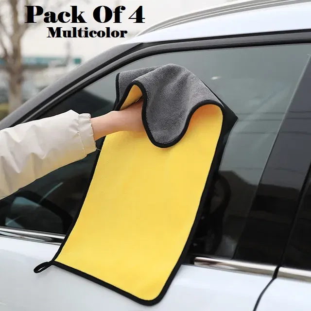 Microfiber Thick Lint & Streak-Free Multipurpose Cleaning Clothes (Multicolor, Pack of 4)