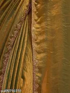 Chiffon Solid Saree For Women, Brown