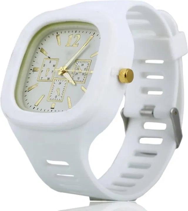 Square Dial Analog Watch for Kids (White)