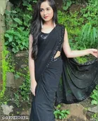 Georgette Saree for Women, Black 