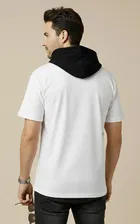 Polyester Printed T-shirt for Men, White 