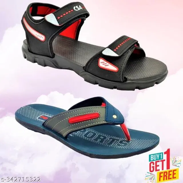 Sandal with Flipflop for Men (Multicolor, 7) (Pack of 2)