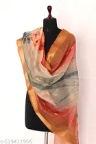 Art Silk Printed Dupatta for Women & Girls, Orange 