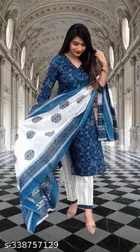 Viscose Rayon Printed Kurta with Pant & Dupatta for Women 
