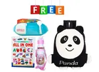 Combo of Fabric School Bag, Water Bottle, Lunch Box with All in One Book for Kids 