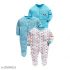 Cotton Rompers for Kids (Sky Blue, 0-3 Months)