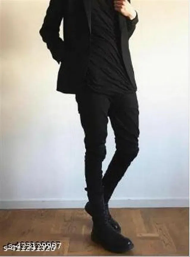 Denim Slim Fit Jeans for Men (Black, 28)