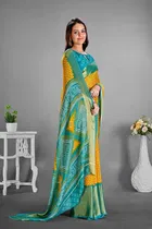 Moss Chiffon Printed Saree for Women 