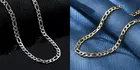 Designer Stainless Steel Chains for Men & Boys (Gold & Silver, Pack of 2)