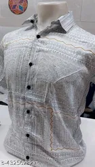 Rayon Printed Shirt for Men, Grey 