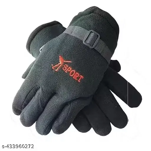 Woolen Fur Winter Hand Gloves for Men (Grey, Free Size)