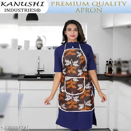 KANUSHI Industries® Apron for Kitchen Waterproof with Front Pocket(Brown)(APRON-1-PC-BROWN-SMALL-LEVS)