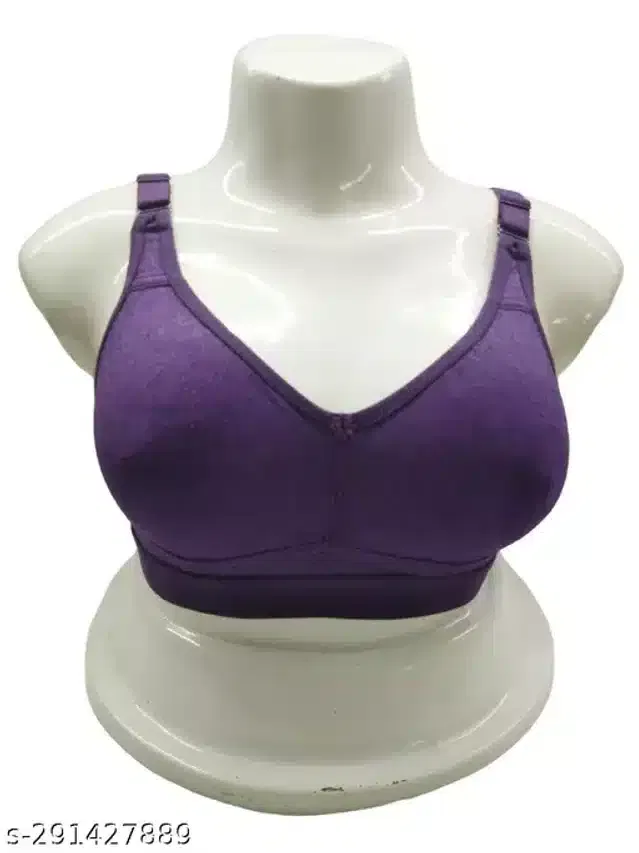 Cotton Solid Bra for Women (Purple, 34)