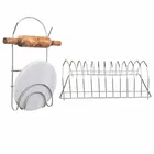 Oc9 स्टेनलेस स्टील चकला बेलन स्टैंड & प्लेट स्टैंड फॉर किचन 