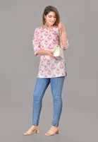 Cotton Floral Print Short Kurti for Women 
