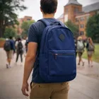 Lightweight Navy Blue Casual Laptop Backpack for Men & Women