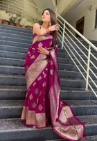 Kanjeevaram Silk Jacquard Embroidery Saree for Women 