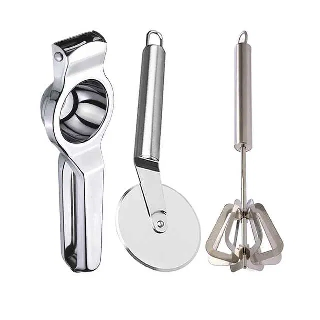 Oc9 Stainless Steel Lemon Squeezer & Pizza Cutter & Hand Blender Kitchen Tool Set (O-80)