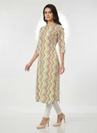 Cotton Blend Printed Kurti for Women, Multicolour 