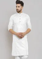 Cotton Blend Solid Kurta with Pyjama Set for Men 