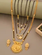 Alloy 4 Pcs Mangalsutra Set with Earrings for Women 