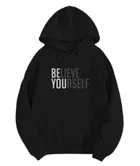 Believe Printed Hoodie for Men (Black, M)