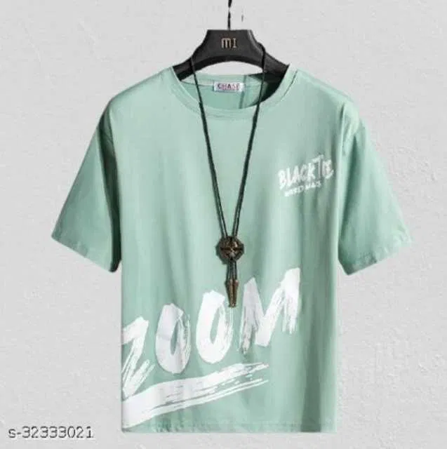 Ruggstar Casual Printed Round Neck T-Shirt For Men (Green, L)