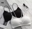 Cotton Solid Bras for Women, Black & White, Pack of 2 