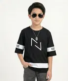 Cotton Blend Printed T-shirt for Boys, Black 