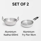2 Pc Combo Set of Aluminium Kadhai 650ml & Aluminium Fry Pan 18cm
