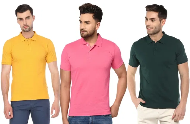 Polo T-shirt Pack of 3 for Men (Multicolor, XL)