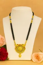 Traditional Maharashtrian Gold-Plated Mangalsutra with Peacock Pendant (Pack of 2)
