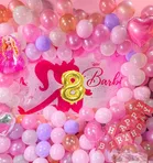 Barbie Theme 8th Birthday Balloon Decoration Kit For Kids, Multicolor, Pack Of 78