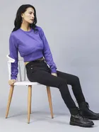 Women's Corset Fit Round Neck Sweatshirt 