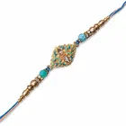 Golden Blue Moti Rakhi for Brother